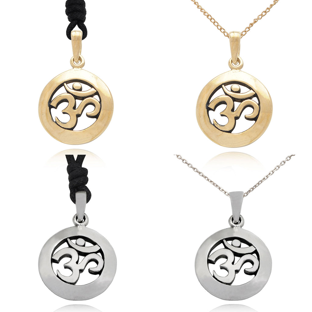 Trendy Hindu Om Ohm 92.5 Sterling Silver Pewter Brass Necklace Pendant Jewelry