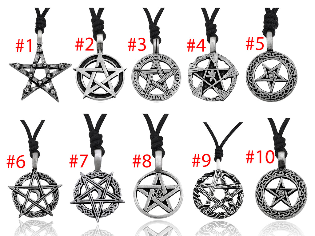 Gothic Pentagram Star Skull Silver Pewter Necklace Pendant Jewelry