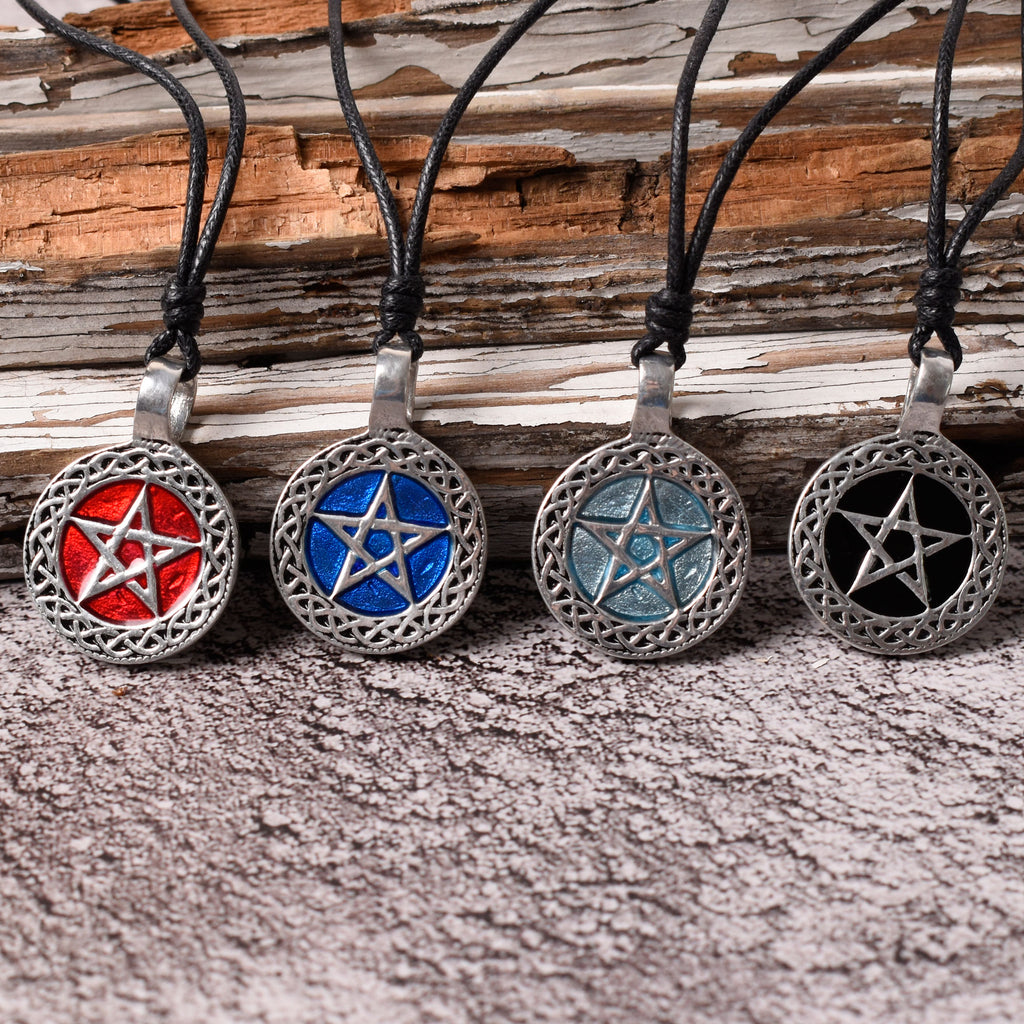 5 Pointed Pentagram Star Magic Silver Pewter Charm Necklace Pendant Jewelry