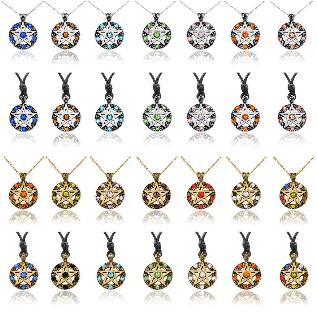 Color Pentagram Silver Pewter Gold Brass Charm Necklace Pendant Jewelry