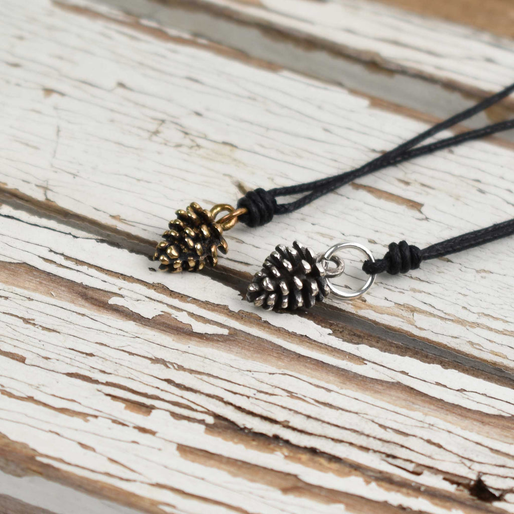 Pinecone Winter Flower 92.5Sterling Silver Brass Necklace Pendant Jewelry