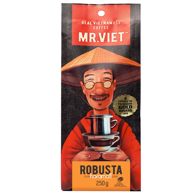 Mr. Viet Coffee Vietnamese Ground Coffee Beans Vietnam Bag All Flavor 250 Grams