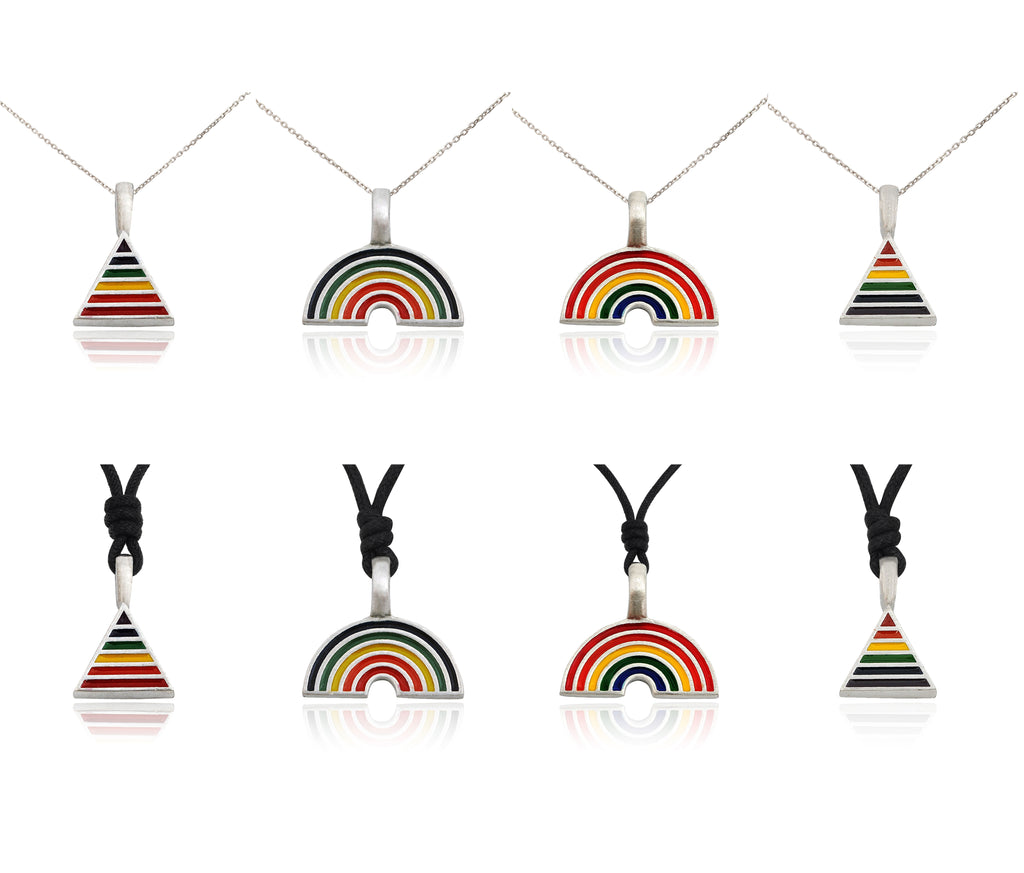 Lovely Rainbow Gay Marriage LGBTQ Silver Pewter Charm Necklace Pendant Jewelry