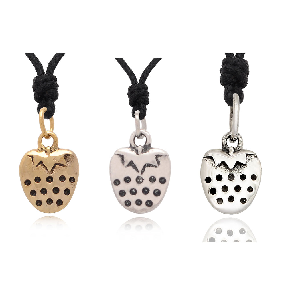 Strawberry Fruit 92.5 Sterling Silver Pewter Brass Necklace Pendant Jewelry