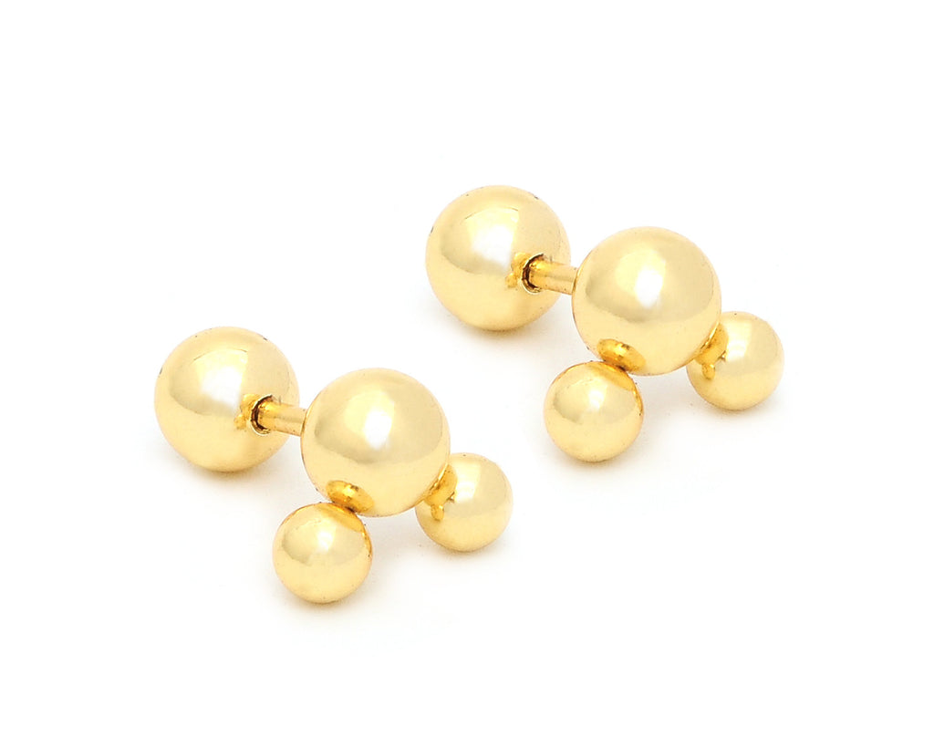 1 Yellow Powder Coated Stainless Three Studs Earrings