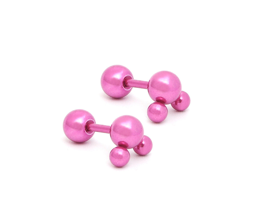 1 Stainless Three Studs Earrings Body Piercing Jewelry