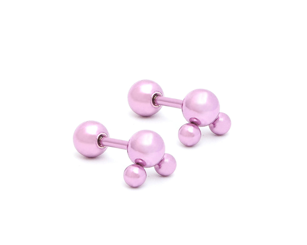 1 Stainless Three Studs Earrings Body Piercing Jewelry