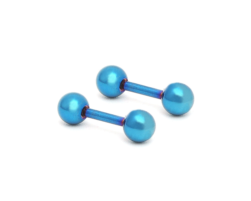1 Dark Blue Stainless Steel Ball Barbell Ear Piercing Studs Earrings Body Piercing Jewelry