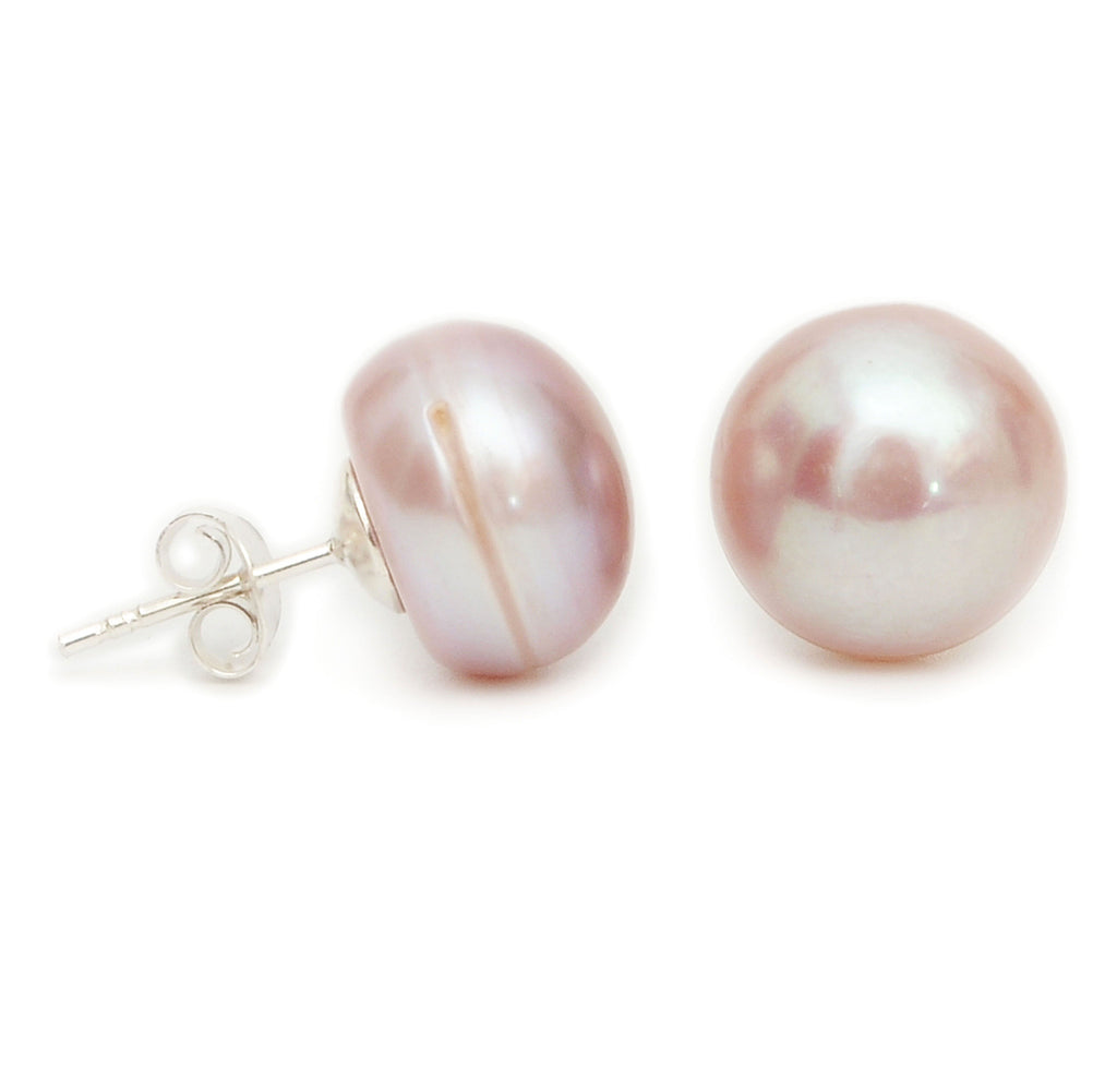 Genuine Pearl Earrings 92.5 Sterling Silver Round Pearl Stud Freshwater Pearls Jewlery For Women
