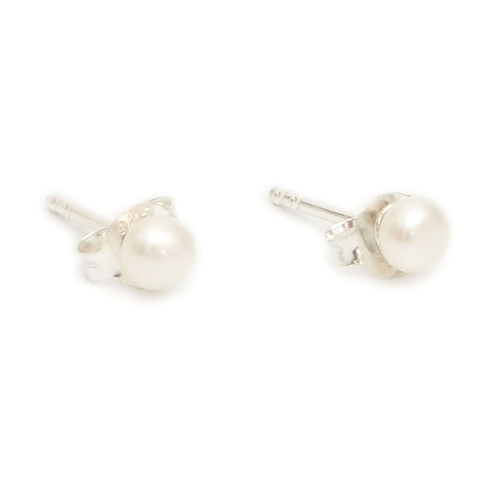 Genuine Pearl Earrings 92.5 Sterling Silver Round Pearl Stud Freshwater Pearls Jewlery For Women