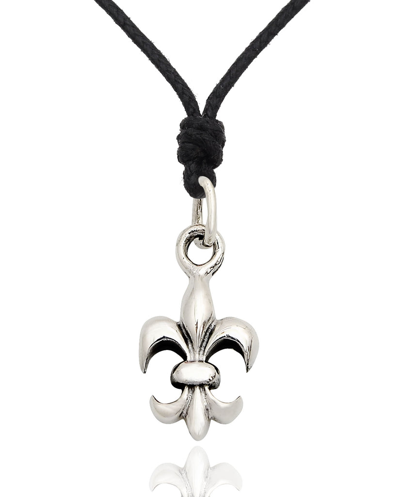 French Fleur De Lis 92.5 Sterling Silver Gold Brass Necklace Pendant Jewelry