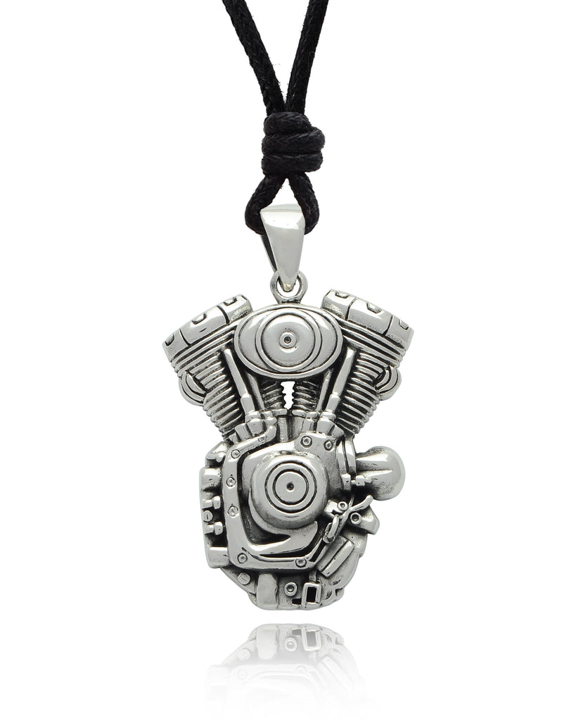 Motorcycle Engine Biker Sterling Silver Pewter Brass Necklace Pendant Jewelry