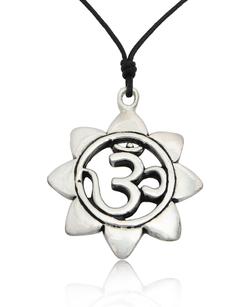 Sunflower Hindu Ohm 92.5 Sterling Silver Pewter Gold Brass Necklace Pendant Jewelry