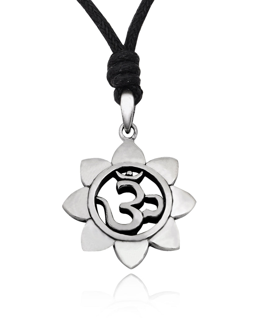 Sunflower Hindu Ohm 92.5 Sterling Silver Pewter Gold Brass Necklace Pendant Jewelry