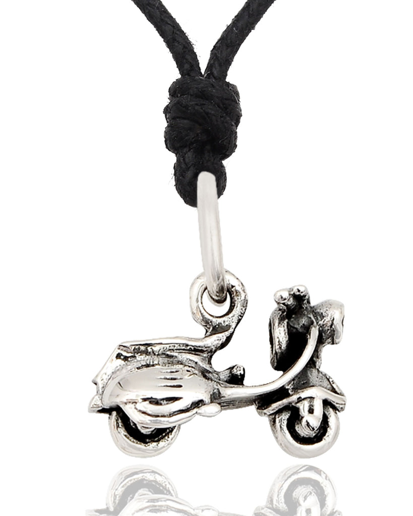 Classic Vintage Vespa Scooter 92.5 Sterling Silver Gold Brass Charm Necklace Pendant Jewelry