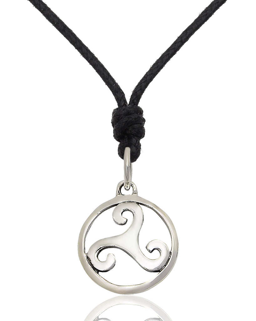 Trilogy Triquetra Wave 92.5 Sterling Silver Gold Brass Necklace Pendant Jewelry