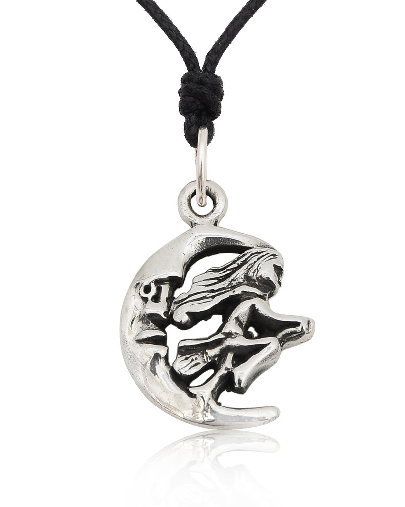 Witch Moon Handmade Gold Brass Silver Pewter Charm Necklace Pendant Jewelry