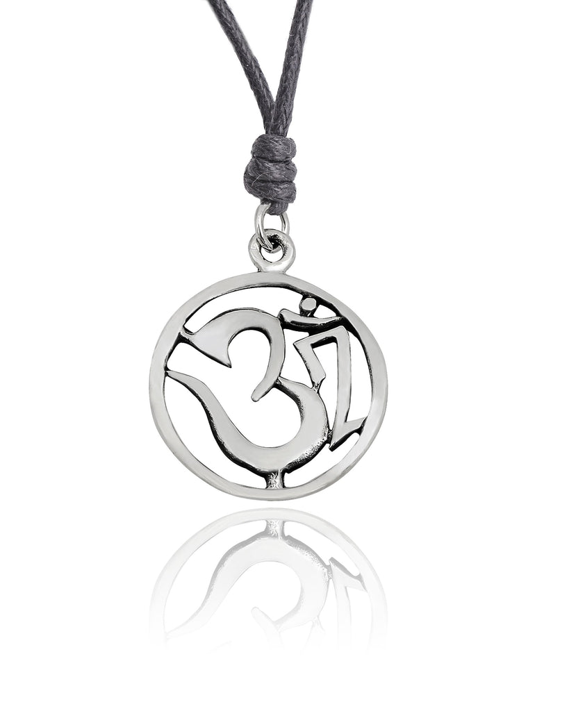 Hindu Aum Ohm Om 92.5 Sterling Silver Pewter Brass Charm Necklace Pendant Jewelry