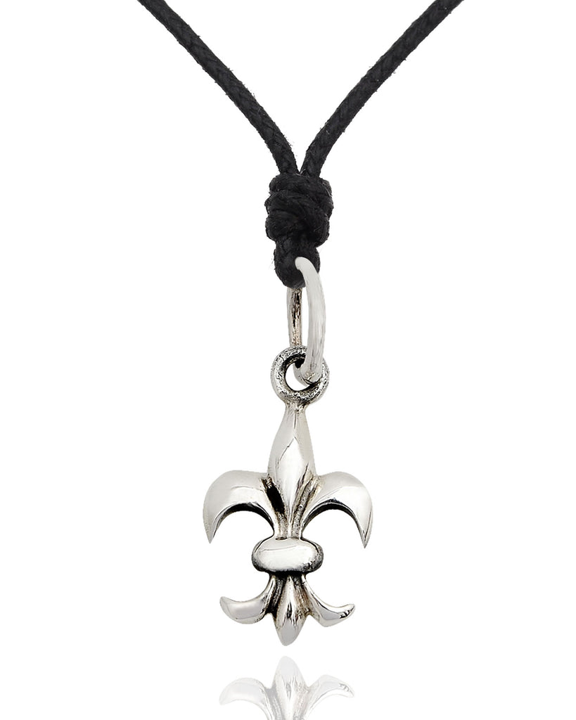 French Fleur De Lis 92.5 Sterling Silver Gold Brass Necklace Pendant Jewelry