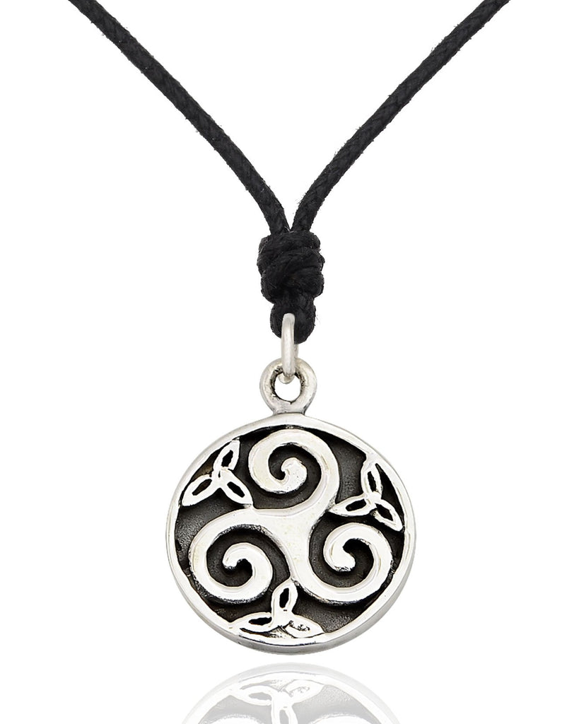 New Trinity Spiral 92.5 Sterling Silver Brass Charm Necklace Pendant Jewelry