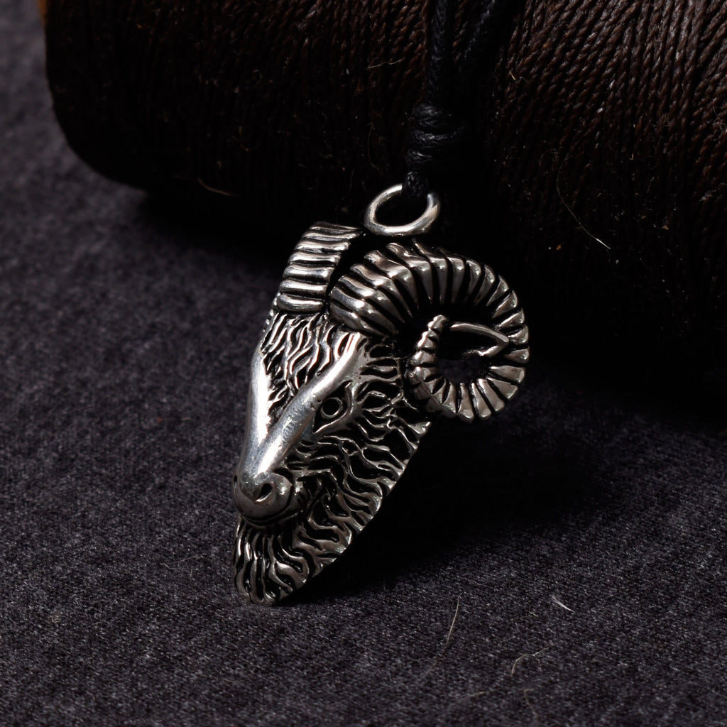 Ram Head Goat Baphomet Pagan God 92.5 Sterling Silver Necklace Pendant Jewelry