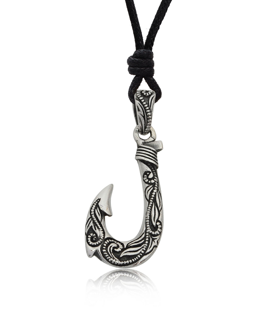 Maori Fishing Hook 92.5 Sterling Silver Pewter Brass Necklace Pendant Jewelry