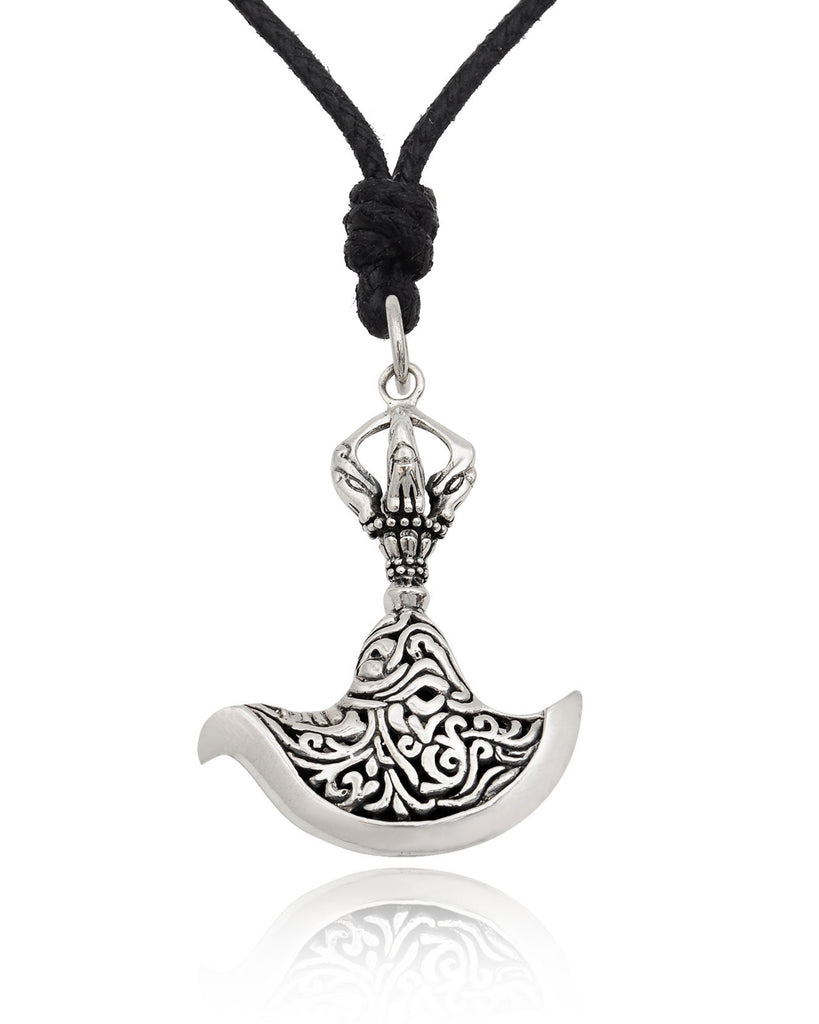 Kartika-Curved Flaying Knife 92.5 Sterling Silver Brass Necklace Pendant Jewelry