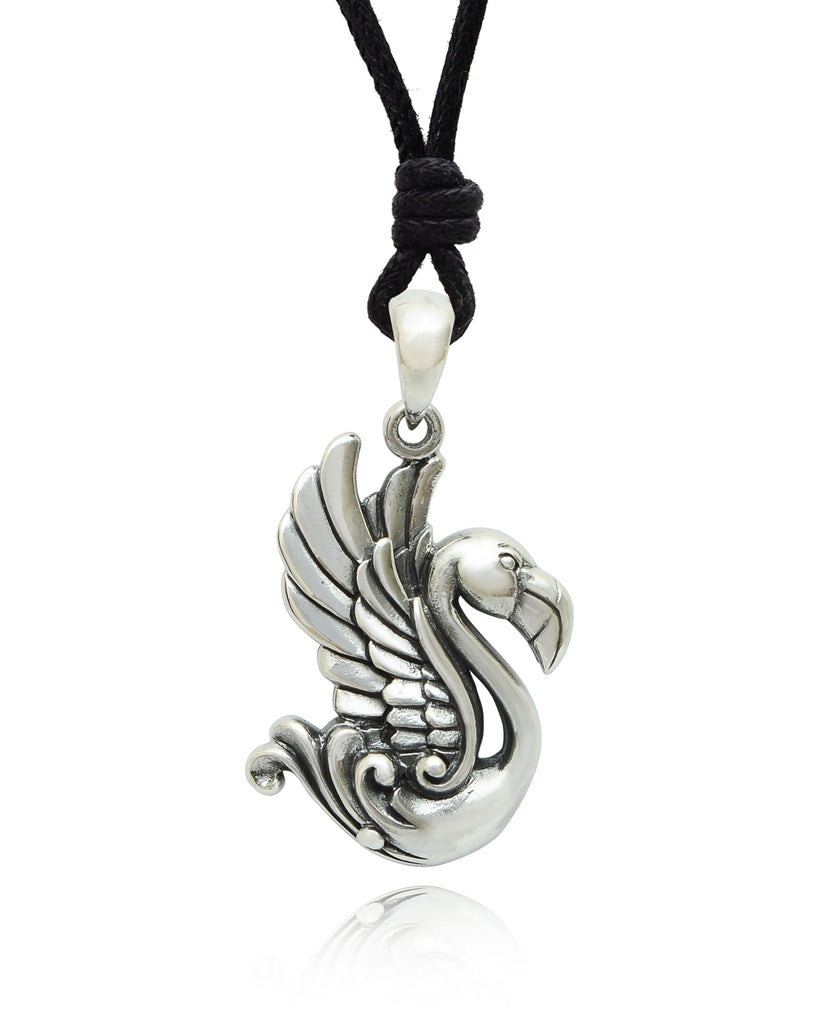 Flamingo Wings Spread 92.5 Sterling Silver Brass Necklace Pendant Jewelry
