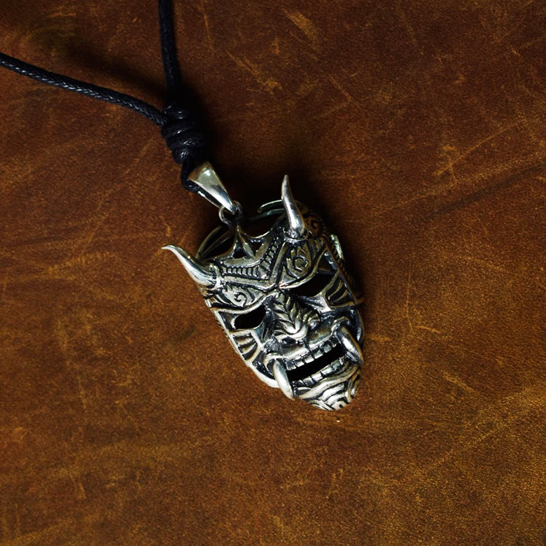 925 Sterling Silver Brass Devil Worshiper Satan Mask Pendant Necklace Jewelry