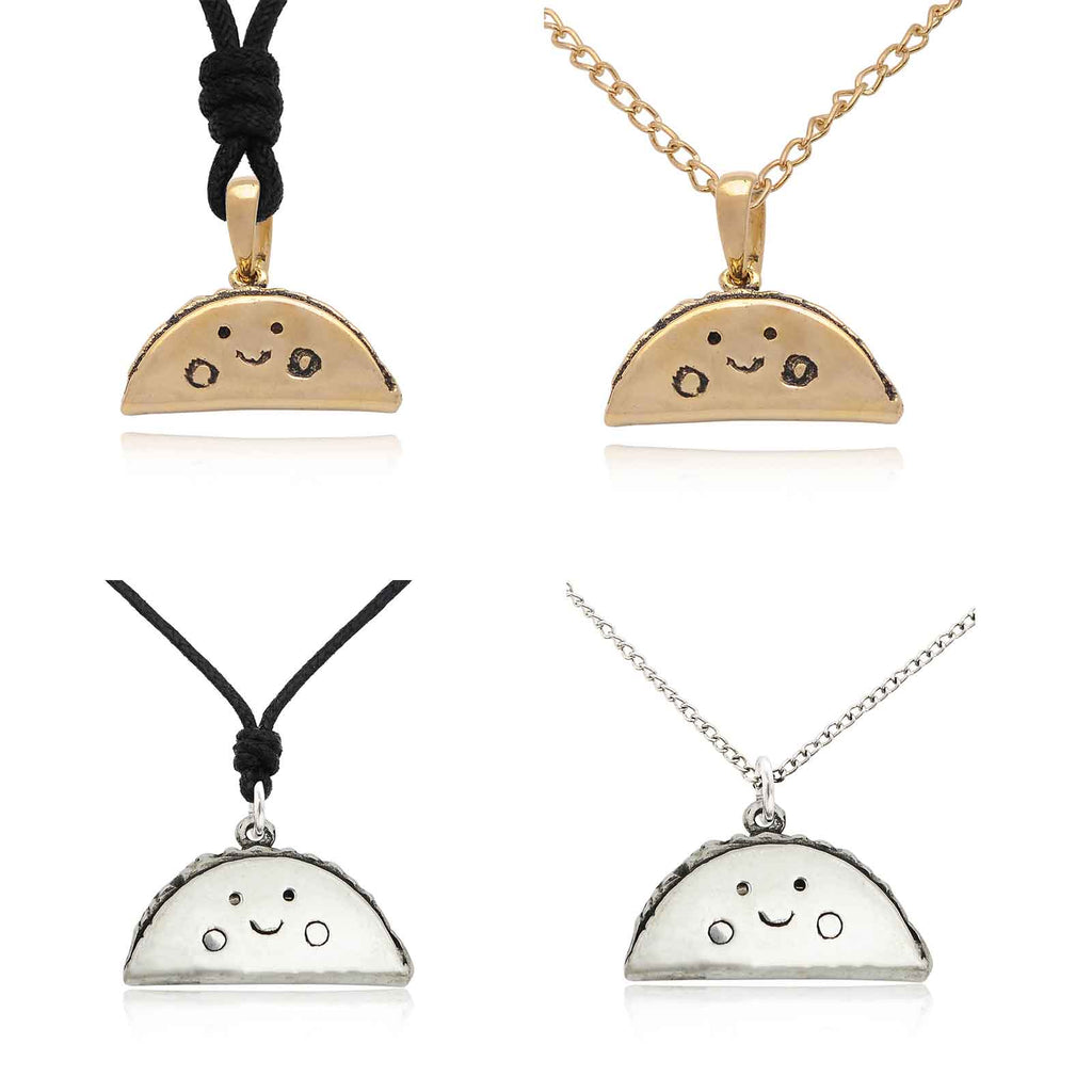 Lovely Tacos Size M & S Silver Pewter Gold Brass Necklace Pendant Jewelry