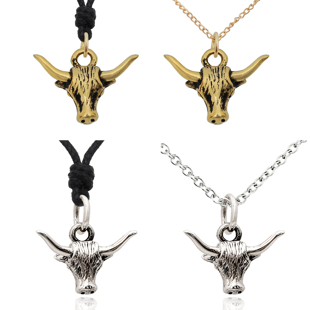 Texas Longhorn 92.5 Sterling Silver Pewter Brass Charm Necklace Pendant Jewelry