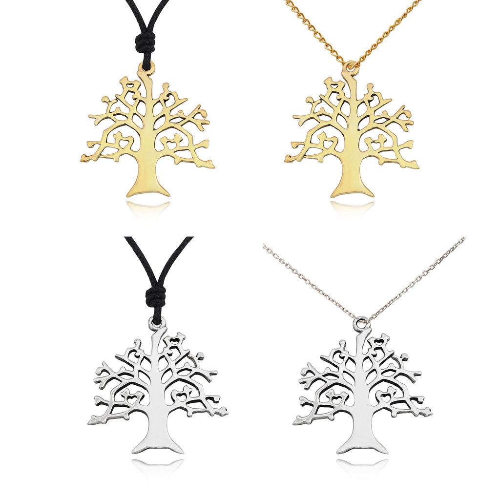 Oak Tree 92.5 Sterling Silver Gold Brass Charm Necklace Pendant Jewelry