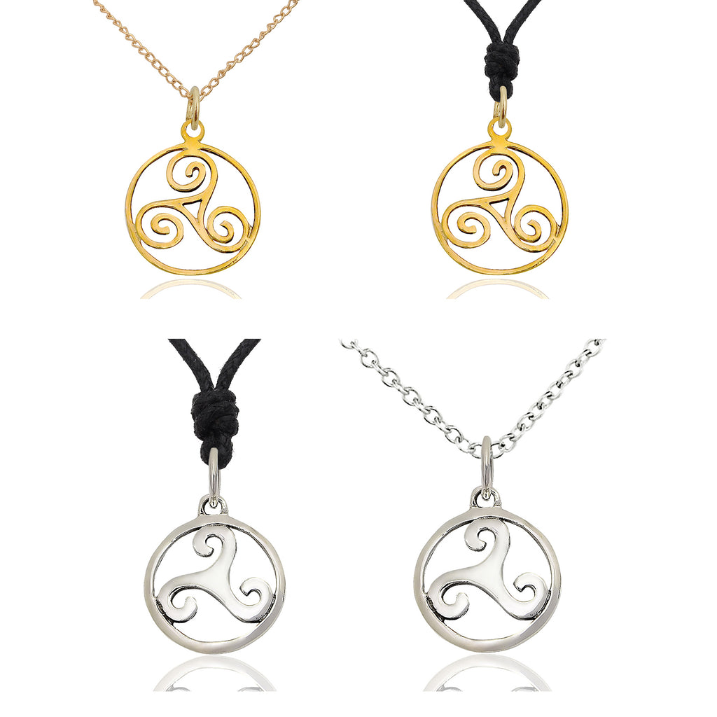 Trilogy Triquetra Wave 92.5 Sterling Silver Gold Brass Necklace Pendant Jewelry