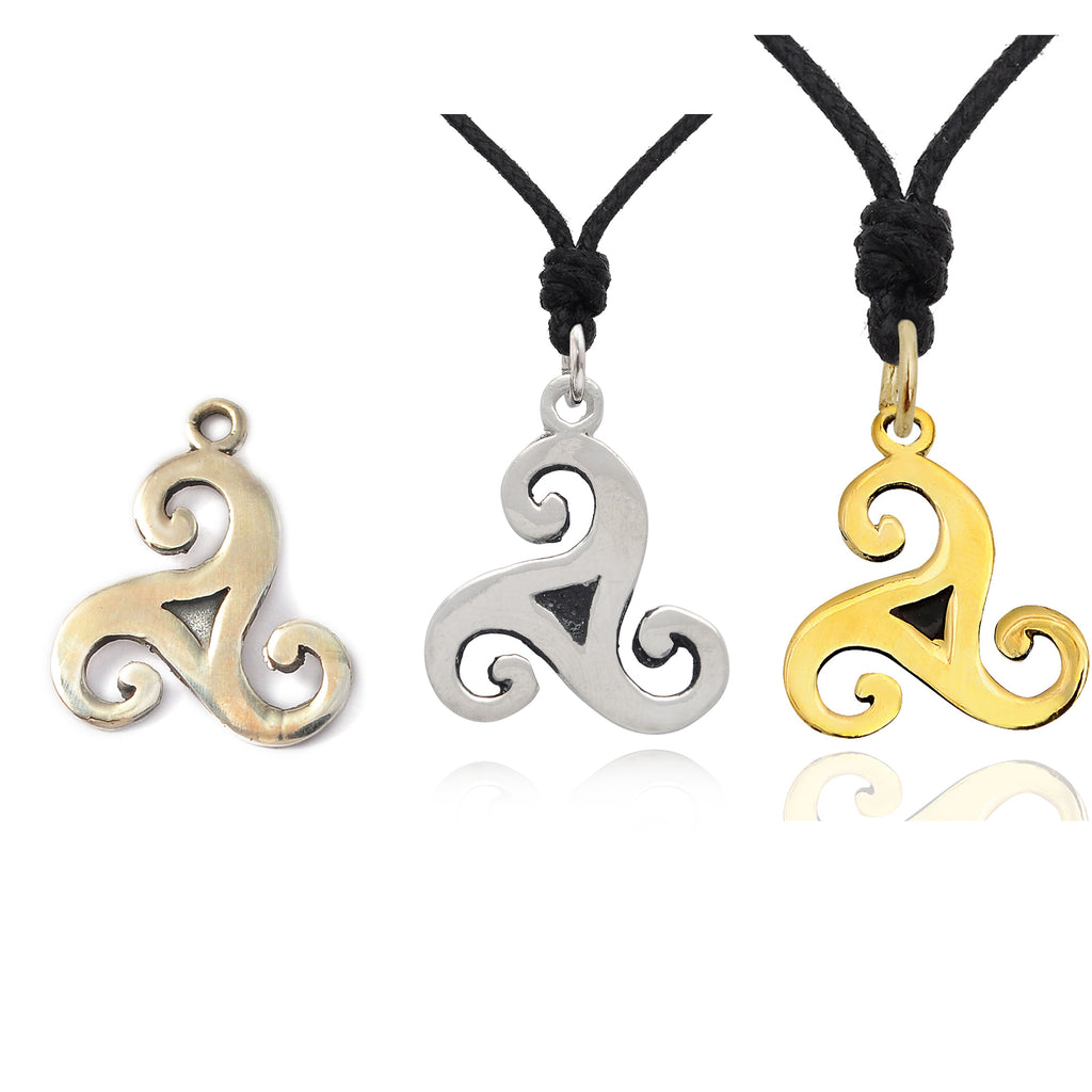 Trinity Spiral Handmade Sterling Silver Gold Brass Necklace Pendant Jewelry