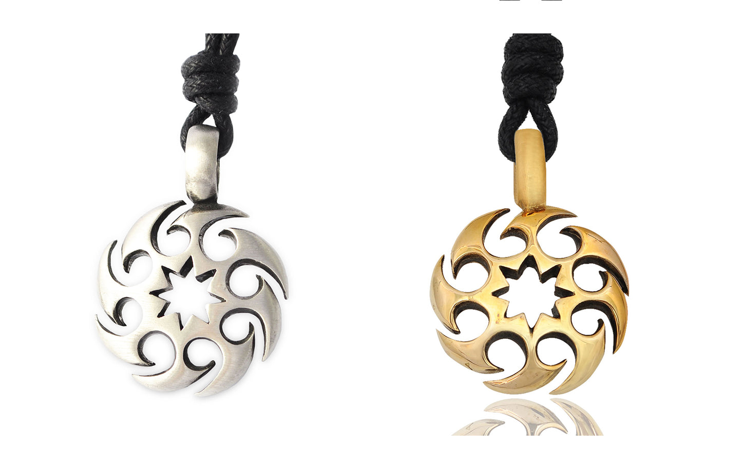 Tribal Wheel Silver Pewter Gold Brass Necklace Pendant Jewelry
