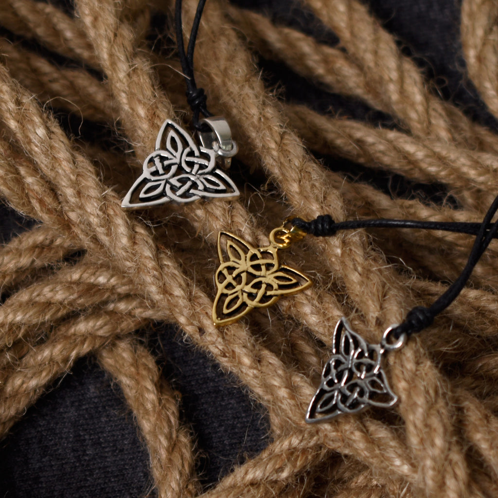 Classic Trilogy Triquetra 92.5 Sterling Silver Gold Brass Necklace Pendant Jewelry