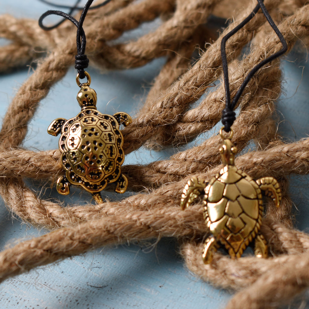 Turtle Chinese Luck I Ching Handmade Brass Necklace Pendant Jewelry