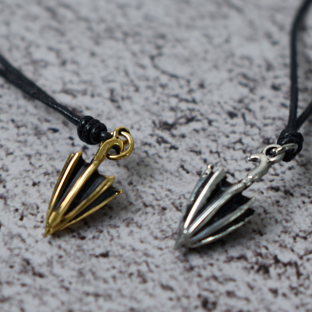 Umbrella Rain Silver Pewter Gold Brass Charm Necklace Pendant Jewelry