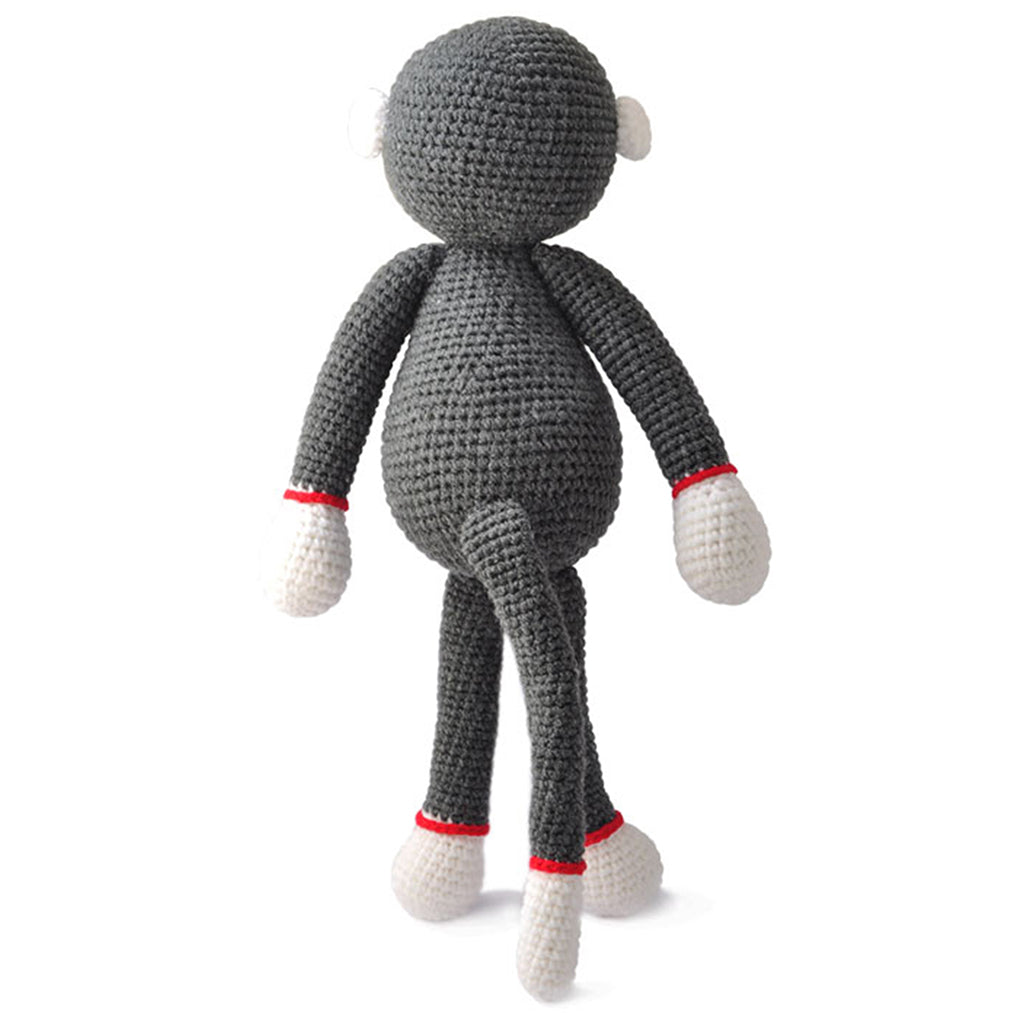 Gray Monkey Handmade Amigurumi Stuffed Toy Knit Crochet Doll VAC