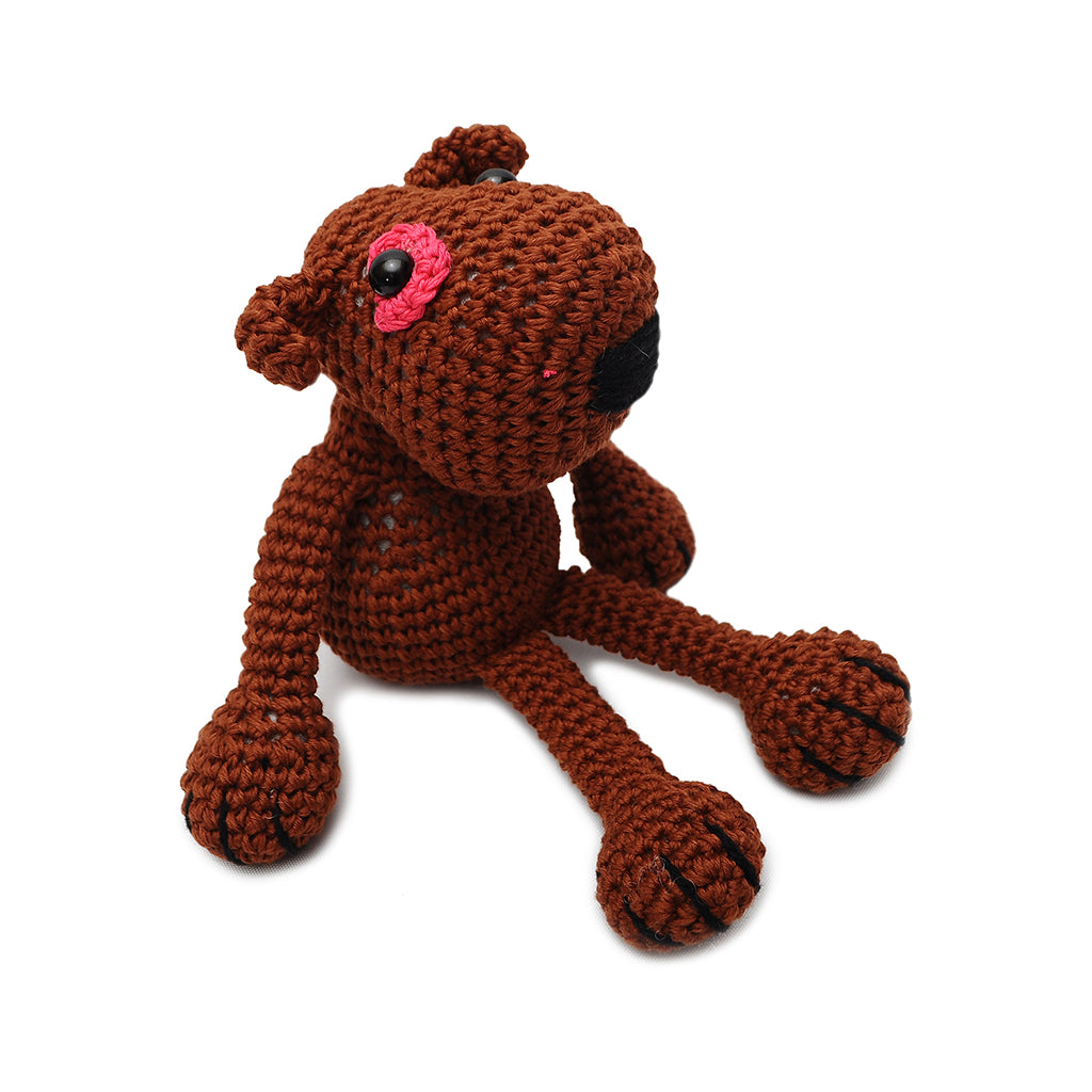 White Brown Puppy Love Handmade Amigurumi Stuffed Toy Knit Crochet Doll VAC