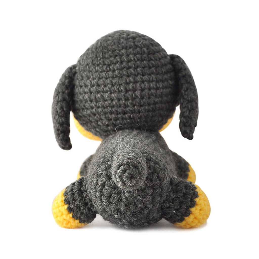 Dark Gray-Yellow Dogs Handmade Amigurumi Stuffed Toy Knit Crochet Doll VAC