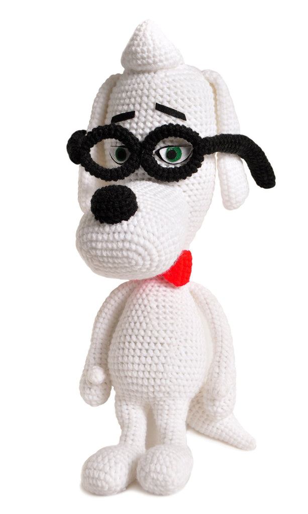 White Peabody Dog Handmade Amigurumi Stuffed Toy Knit Crochet Doll VAC