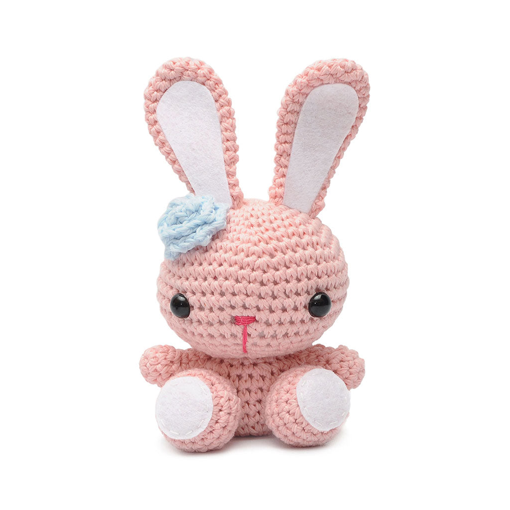 White , Pink Bunnies Handmade Amigurumi Stuffed Toy Knit Crochet Doll VAC