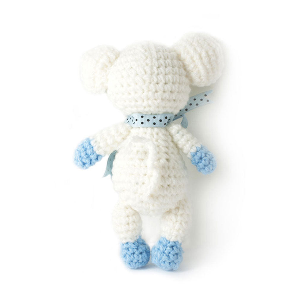 Blue-White Mouse Handmade Amigurumi Stuffed Toy Knit Crochet Doll VAC