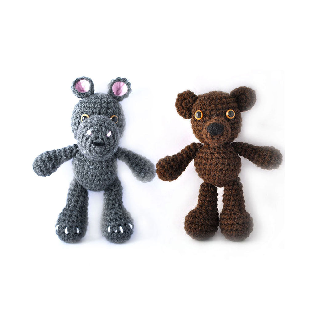 Little Hippo and Bear Handmade Amigurumi Stuffed Toy Knit Crochet Doll VAC