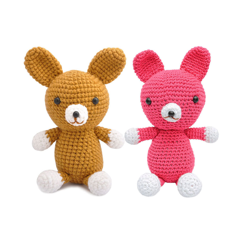 Pink; Brown Puppy Handmade Amigurumi Stuffed Toy Knit Crochet Doll VAC