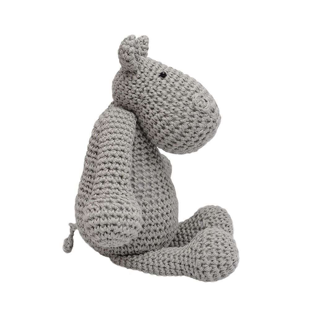 Gray Hippo Handmade Amigurumi Stuffed Toy Knit Crochet Doll VAC