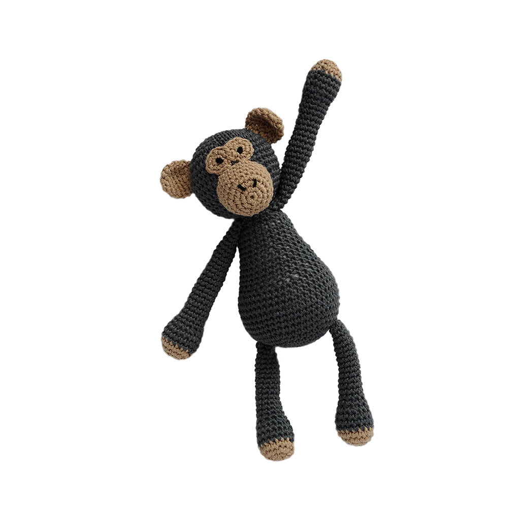 Brown-Black Monkey Handmade Amigurumi Stuffed Toy Knit Crochet Doll VAC
