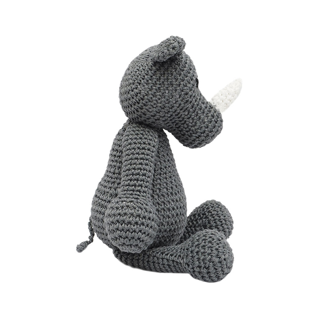 Gray Rhino Handmade Amigurumi Stuffed Toy Knit Crochet Doll VAC