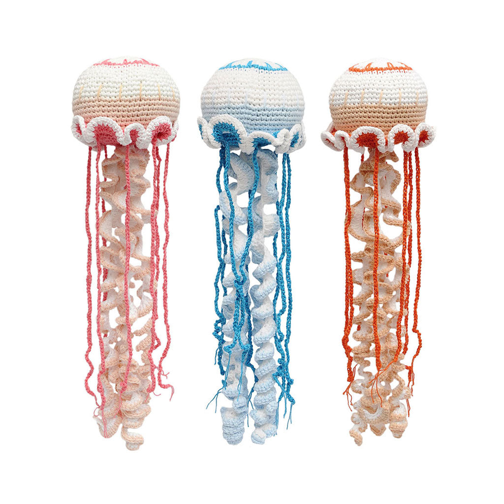 Colorful Jellyfish Handmade Amigurumi Stuffed Toy Knit Crochet Doll VAC